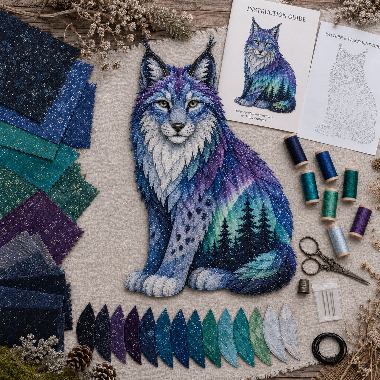 ⏳Last Day 49% OFF - 🌌🐺Northern Lights Wildlife DIY Patchwork Kit