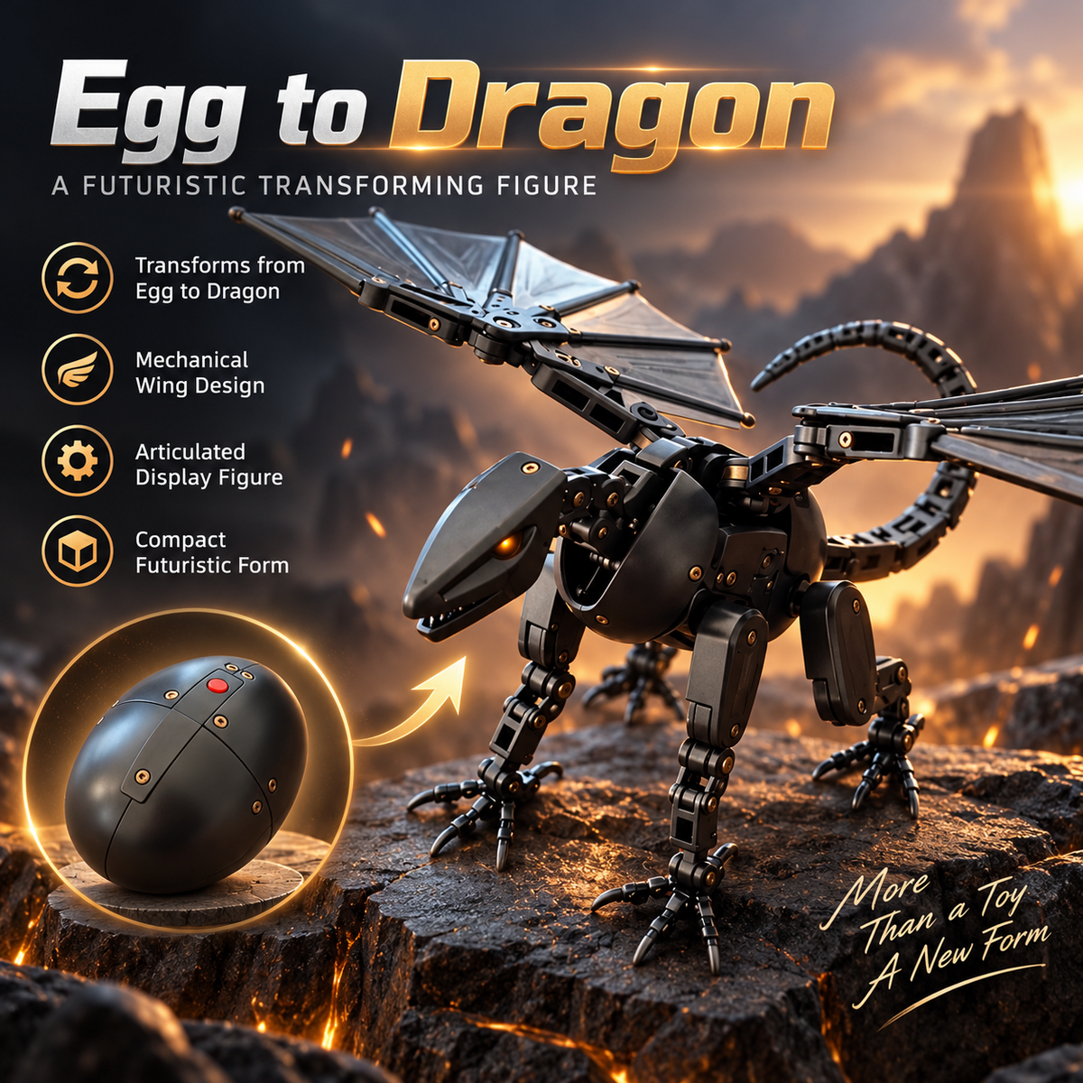 🔥Egg to Dragon Transforming Mechanical Toy
