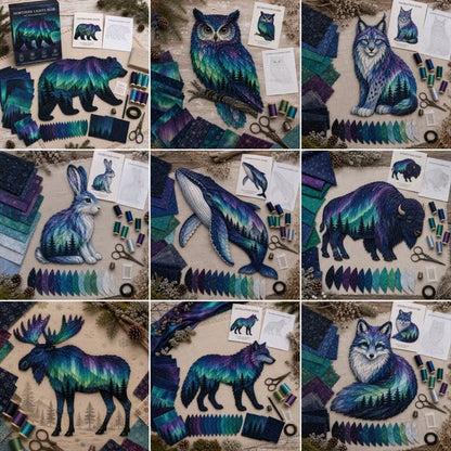 ⏳Last Day 49% OFF - 🌌🐺Northern Lights Wildlife DIY Patchwork Kit