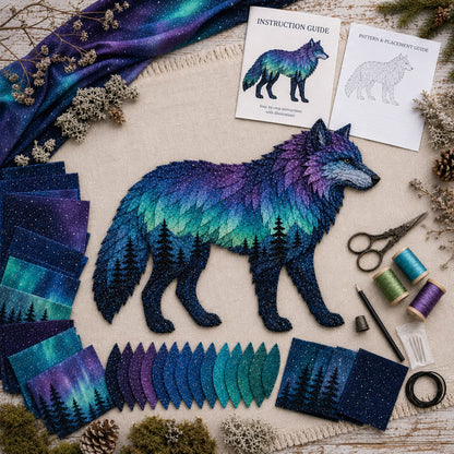 ⏳Last Day 49% OFF - 🌌🐺Northern Lights Wildlife DIY Patchwork Kit