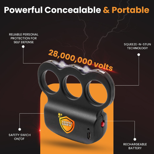 Triple Contact Personal Protector – Rechargeable Electric Deterrent Device with LED Flashlight