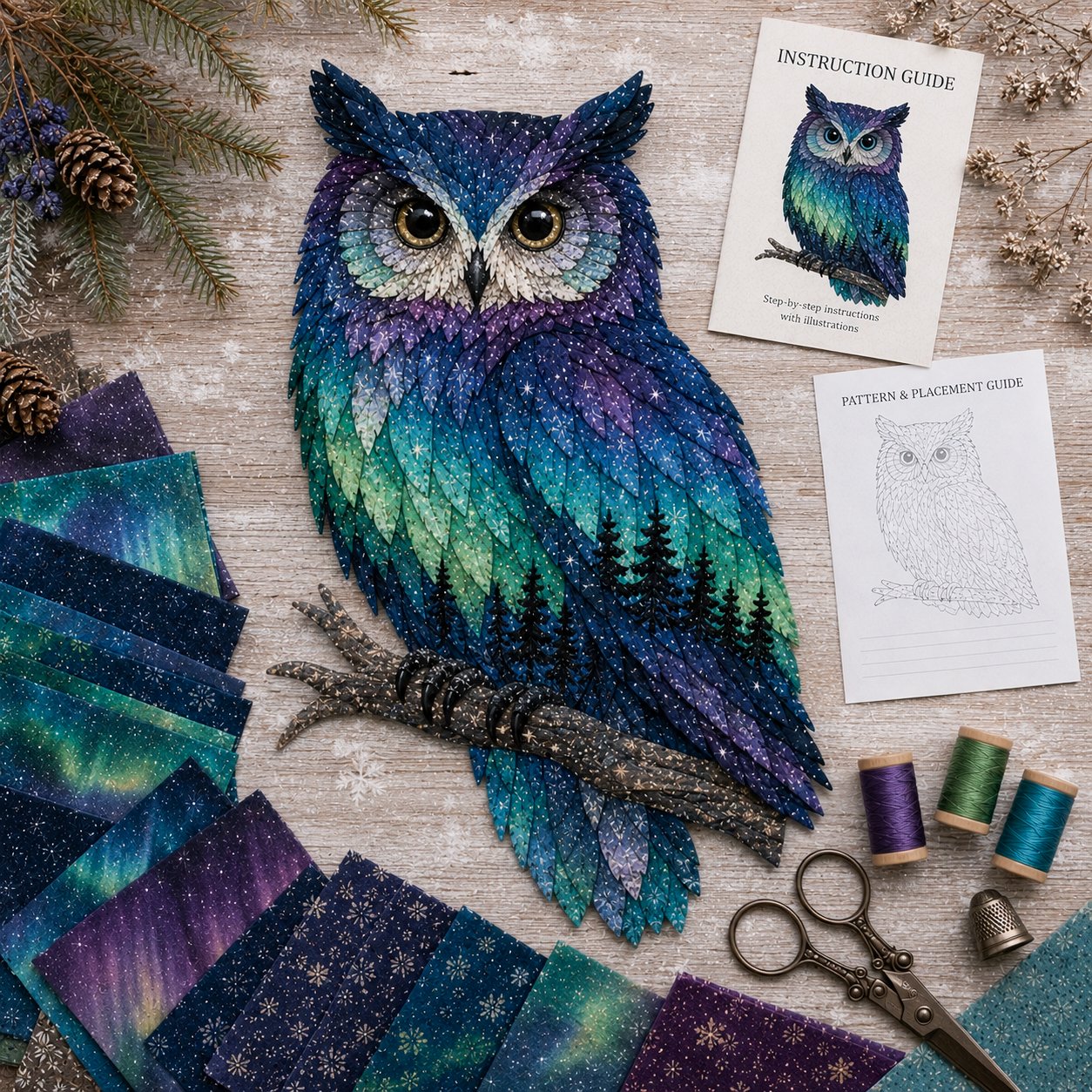 ⏳Last Day 49% OFF - 🌌🐺Northern Lights Wildlife DIY Patchwork Kit