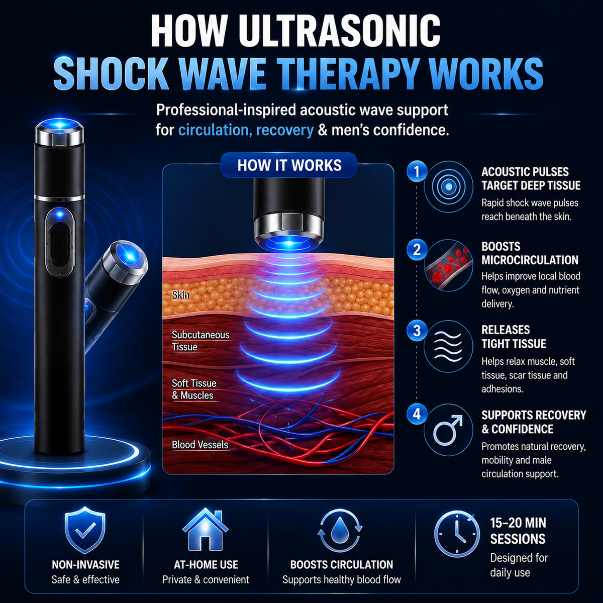 2026 New Advanced Acoustic Shockwave Therapy Device | Male Wellness & Muscle‑Joint Pain Relief