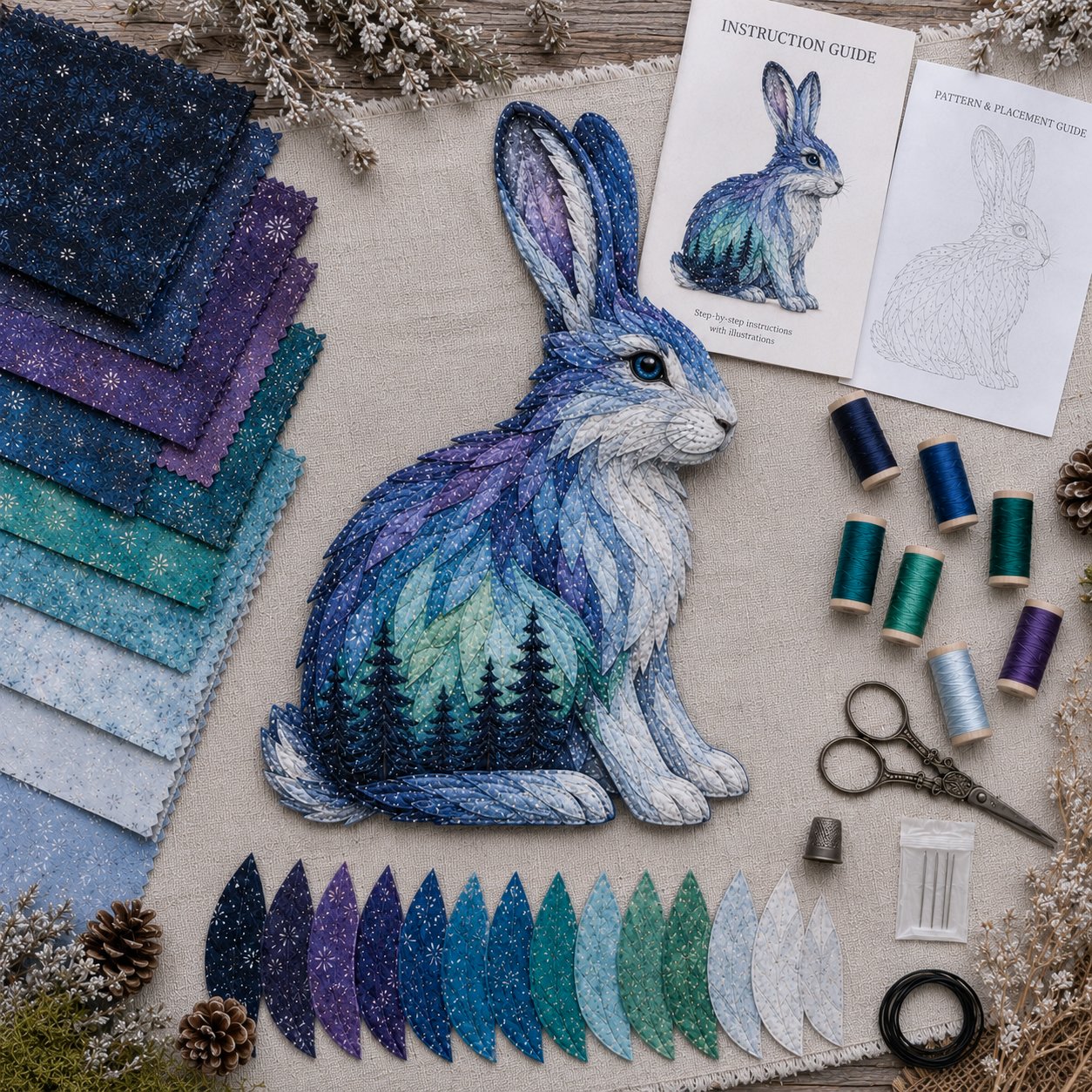 ⏳Last Day 49% OFF - 🌌🐺Northern Lights Wildlife DIY Patchwork Kit