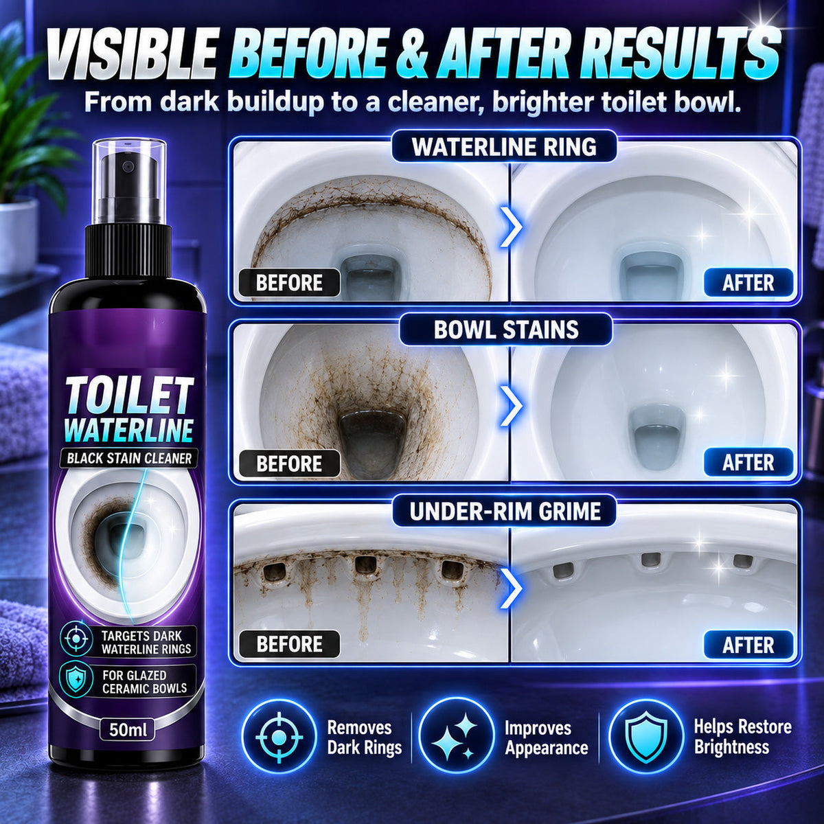 🥳2026 HOT SALE🚽🌟 Cleaner – concentrated blue gel clings to vertical stains✅