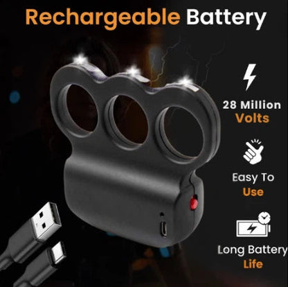 Triple Contact Personal Protector – Rechargeable Electric Deterrent Device with LED Flashlight