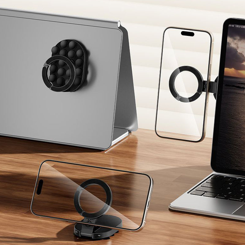 50% OFF NOW! Multifunctional 3-in-1 phone stand – suction cup, magnet & table stand – 360° rotation & compact design – perfect for the car, kitchen, office and travel
